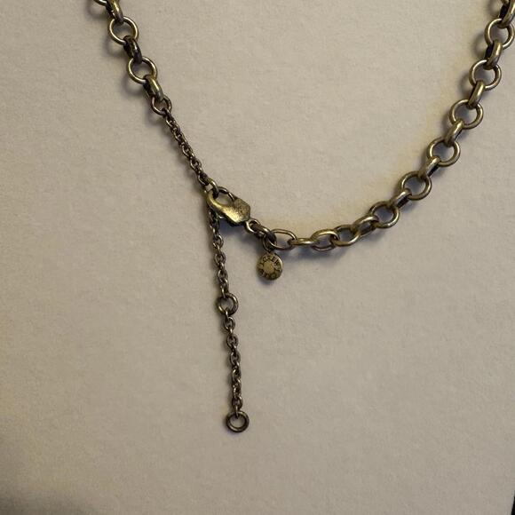 J Crew Necklace Smoky Faceted Glass Stone Gold Tone Chain 16" with 3" Extender - Picture 4 of 4